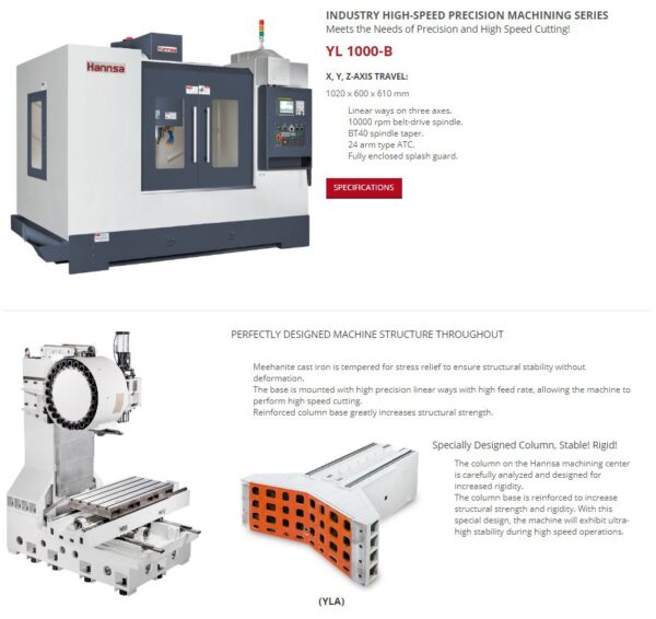 HANNSA - Vertical Machining Centre / Linear Way Series