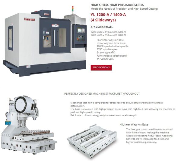 HANNSA - YL - Vertical Machining Centre / Linear Way Series