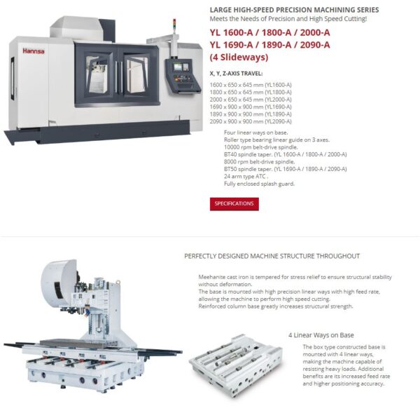 HANNSA - YL - Vertical Machining Centre / Linear Way Series