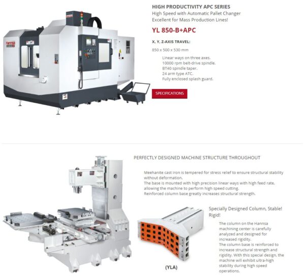 HANNSA - YL - Vertical Machining Centre / Linear Way Series