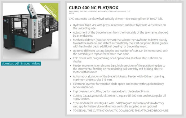 IMET - CUBO 400 NC FLAT - Bandsaw