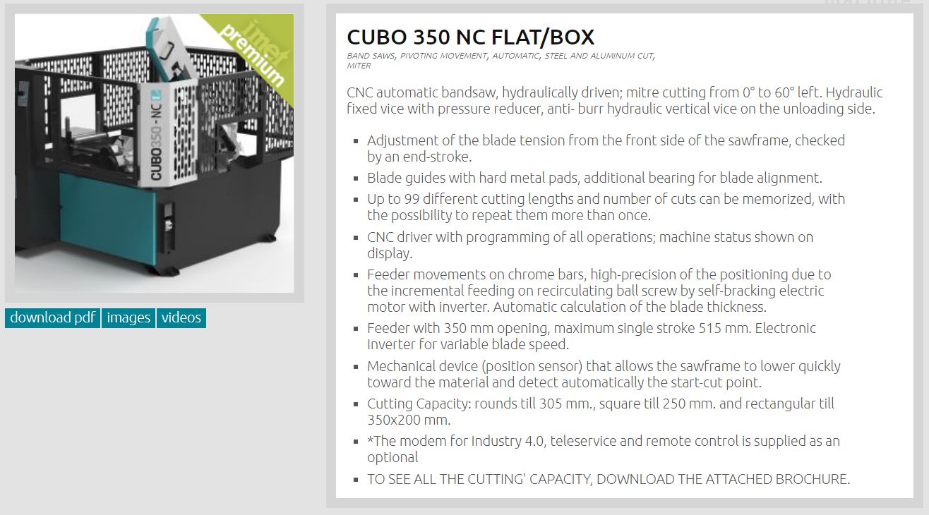 IMET - CUBO 300 NC BOX Bandsaw