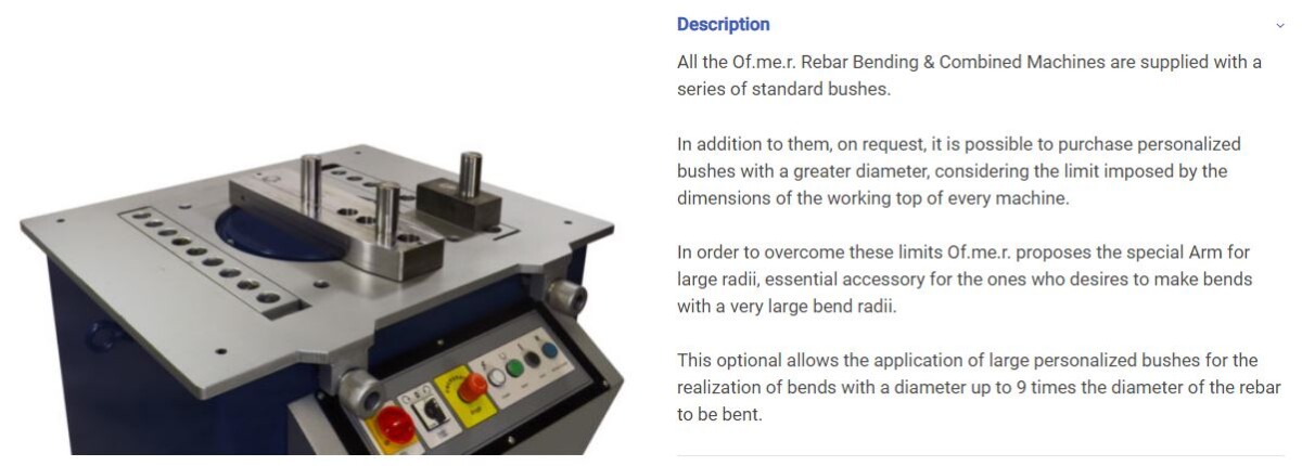 OFMER - Rebar Bending Machines - Standard Series