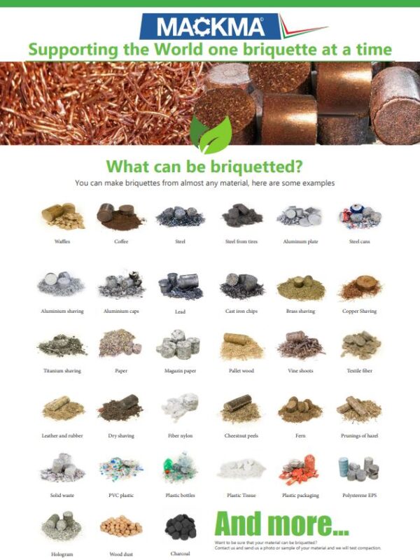 MACKMA BTW Range - Briquetting Machines for Fine Powders or Wood Chips