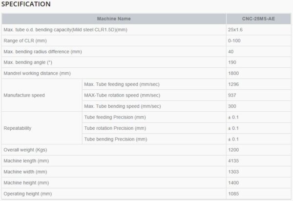 YLM - CNC Electric Tube Bender CNC25 MS-AE