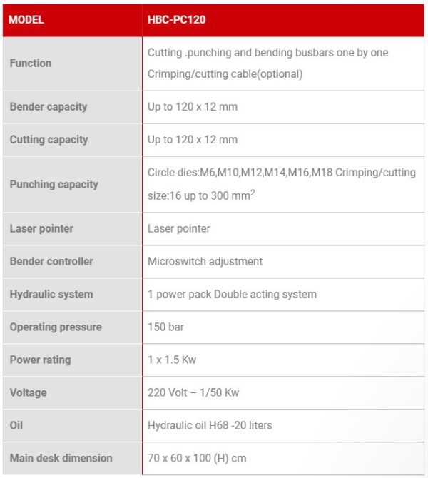 PAYAPRESS - HBC-PC120 - 3 in 1 Busbar Processing Machine