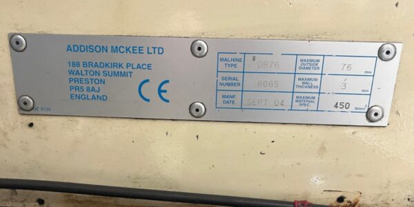 Addison CNC Tube Bender: Model DB76. complete with Addata measuring table